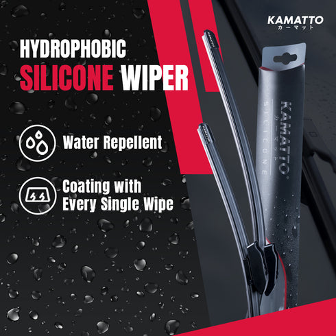 Kamatto Silicone Wiper With Hydrophobic Windshield Water Repellent Coating Properties (1 PC)