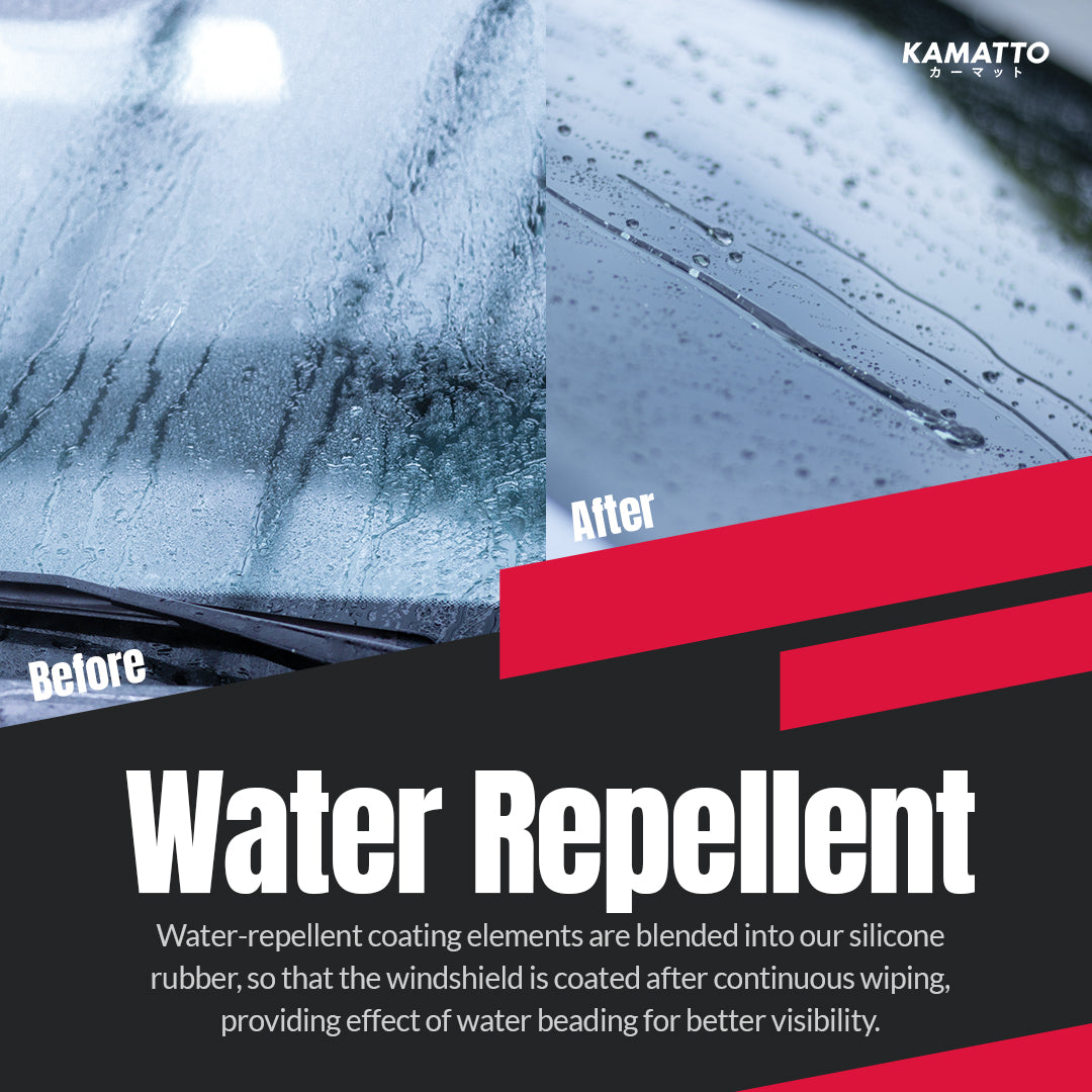 Kamatto Silicone Wiper With Hydrophobic Windshield Water Repellent