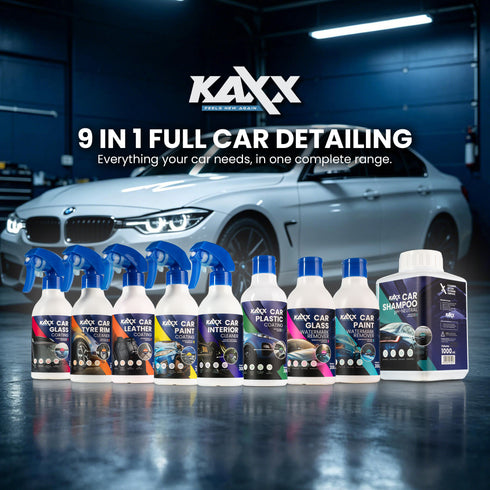 KAXX 9 in 1 Full Car Detailing Combo | pH Neutral Car Shampoo | Watermark Removers | Interior & Exterior Coating Protect