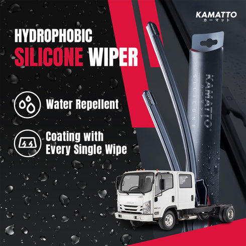Kamatto Wiper Isuzu ELF/N-Series NLR CREW/NMR CREW/NPR CREW (2014-Present) Hydrophobic Silicone Water Repelling Coating