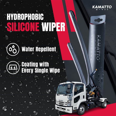 Kamatto Wiper Isuzu Forward Truck FRR Without Console (2007-Present) Hydrophobic Silicone Water Repelling Coating