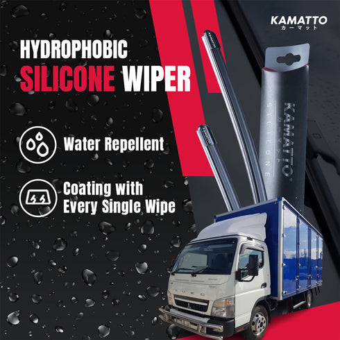 Kamatto Wiper Mitsubishi Fuso Canter FE85PE/FE85PG (2010-Present) Hydrophobic Silicone Water Repelling Coating