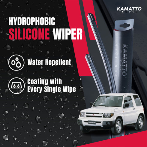 Kamatto Wiper Mitsubishi Pajero IO 3-Door (1998-2007) Hydrophobic Silicone Water Repelling Coating