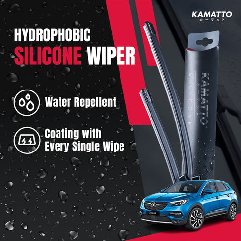 Kamatto Wiper Opel Grandland X (2017-Present) Hydrophobic Silicone Water Repelling Coating