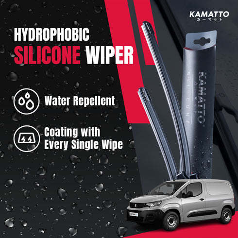Kamatto Wiper Peugeot Partner K9 Panel Van (2018-Present) Hydrophobic Silicone Water Repelling Coating