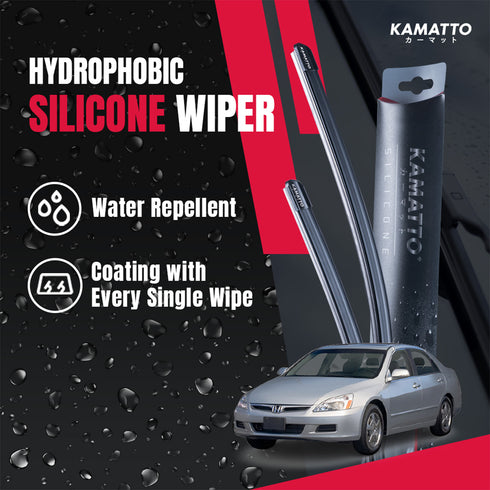 Kamatto Wiper Honda Accord 7th Gen (2003-2007) Hydrophobic Silicone Water Repelling Coating