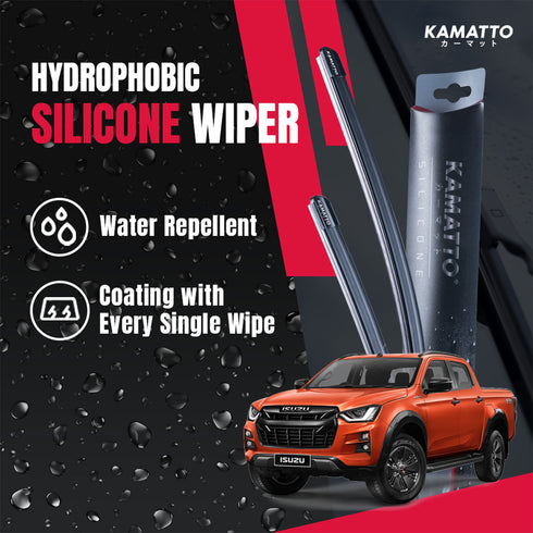Kamatto Wiper Isuzu D-Max (2021-Present) DMax Hydrophobic Silicone Water Repelling Coating