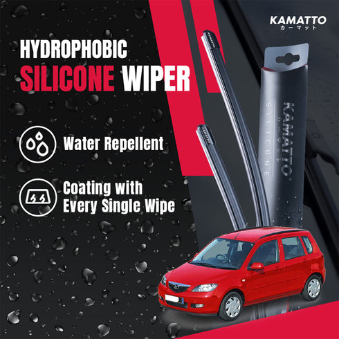 Kamatto Wiper Mazda 2 (2002-2007) Hydrophobic Silicone Water Repelling Coating