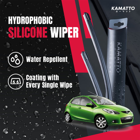 Kamatto Wiper Mazda 2 Sedan / Hatchback (2007-2014) Hydrophobic Silicone Water Repelling Coating
