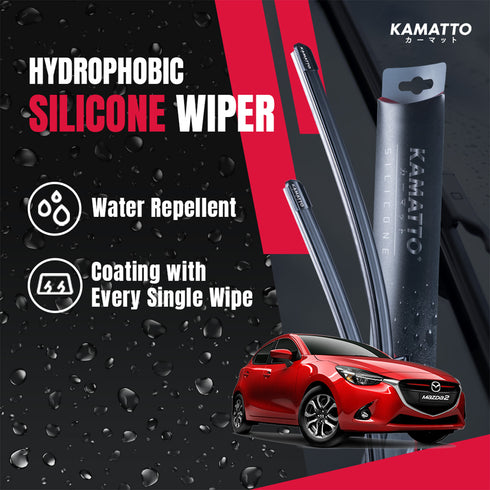 Kamatto Wiper Mazda 2 Sedan / Hatchback (2015-Present) Hydrophobic Silicone Water Repelling Coating