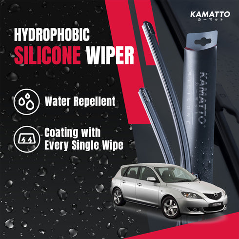 Kamatto Wiper Mazda 3 (2004-2008) Hydrophobic Silicone Water Repelling Coating