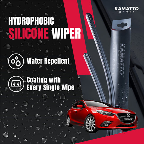 Kamatto Wiper Mazda 3 Sedan Skyactiv (2014-2018) Hydrophobic Silicone Water Repelling Coating
