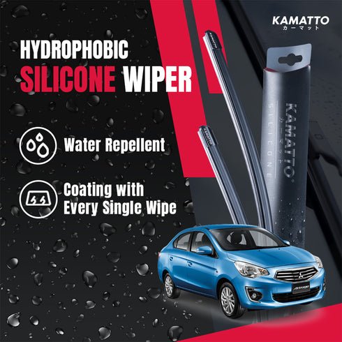 Kamatto Wiper Mitsubishi Attrage (2013-Present) Hydrophobic Silicone Water Repelling Coating