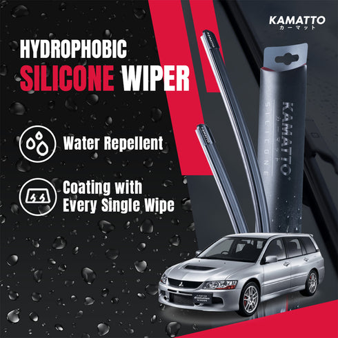 Kamatto Wiper Mitsubishi Lancer Evo IX Wagon (2005-2007) Hydrophobic Silicone Water Repelling Coating
