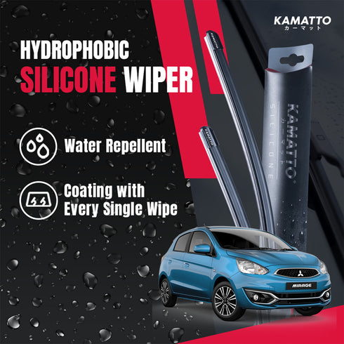 Kamatto Wiper Mitsubishi Mirage (2012-Present) Hydrophobic Silicone Water Repelling Coating