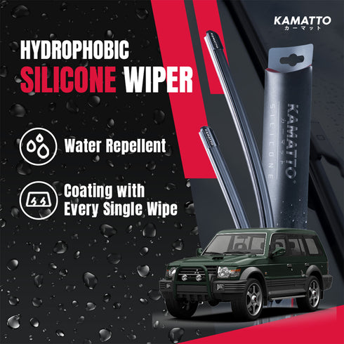 Kamatto Wiper Mitsubishi Pajero (2000-2005) Hydrophobic Silicone Water Repelling Coating