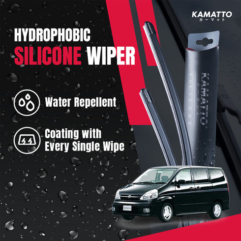 Kamatto Wiper Nissan Serena C24 (2001-2013) Hydrophobic Silicone Water Repelling Coating