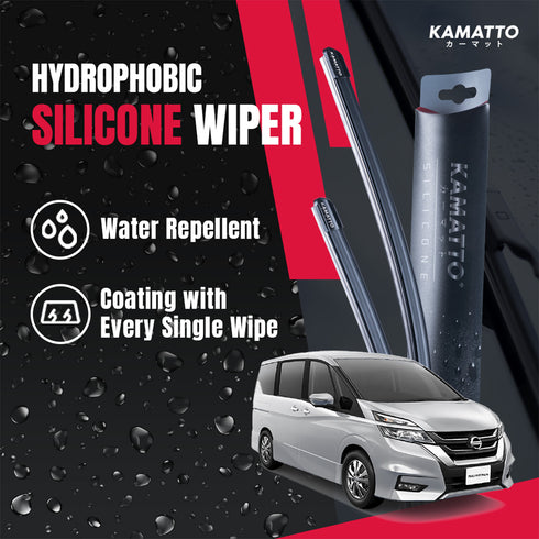 Kamatto Wiper Nissan Serena C27 Hybrid (2018-Present) Hydrophobic Silicone Water Repelling Coating