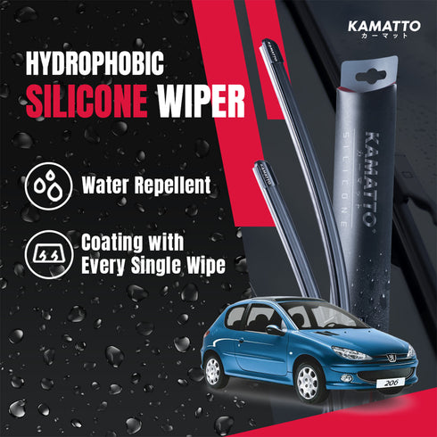 Kamatto Wiper Peugeot 206 / 206CC (2000-2010) Hydrophobic Silicone Water Repelling Coating