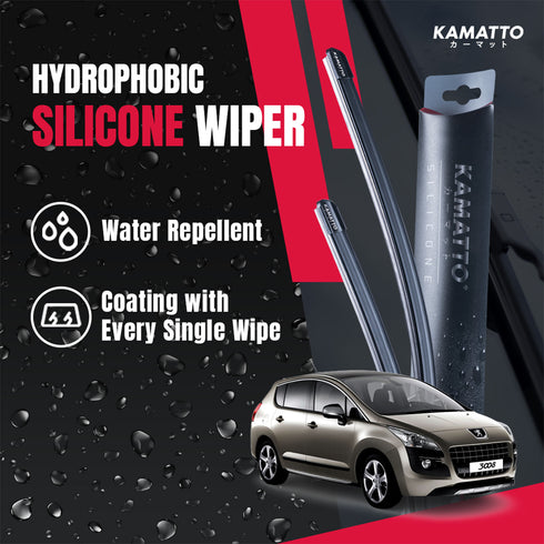 Kamatto Wiper Peugeot 3008 (2009-2016) Hydrophobic Silicone Water Repelling Coating