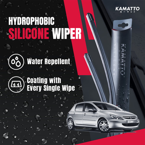 Kamatto Wiper Peugeot 307 T5/T6 (2000-2007) Hydrophobic Silicone Water Repelling Coating