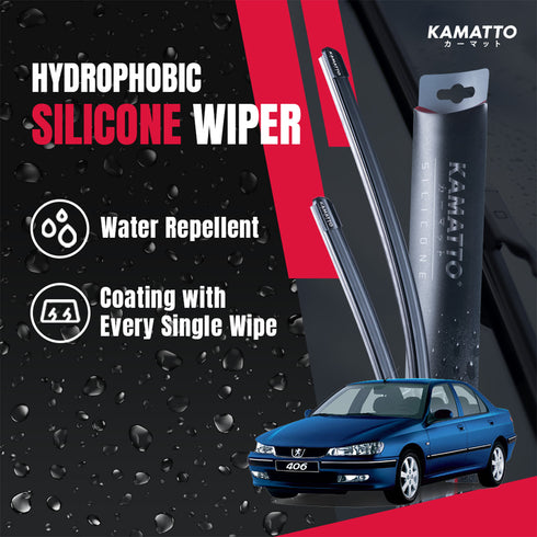 Kamatto Wiper Peugeot 406 (1995-2004) Hydrophobic Silicone Water Repelling Coating