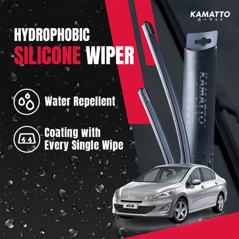 Kamatto Wiper Peugeot 408 (2012-2015) Hydrophobic Silicone Water Repelling Coating