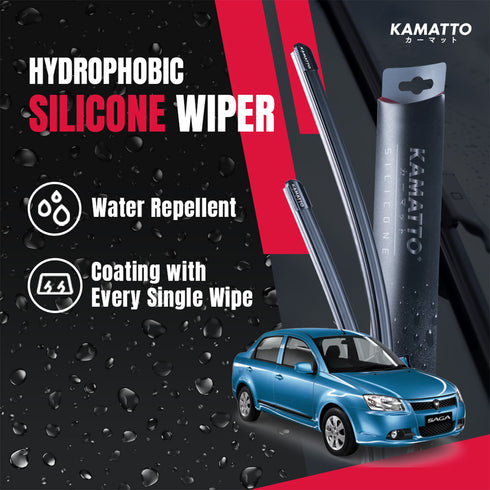 Kamatto Wiper Proton Saga BLM (2008-2011) Hydrophobic Silicone Water Repelling Coating