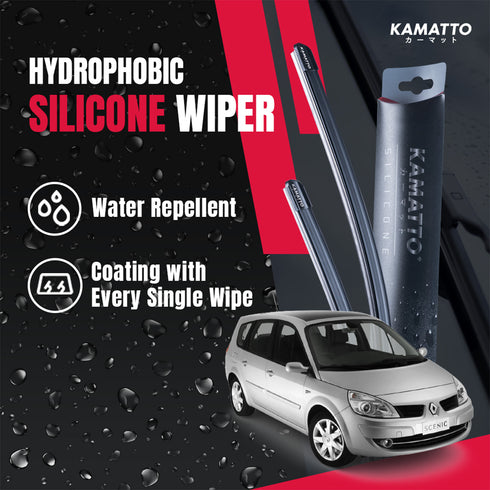 Kamatto Wiper Renault Scenic II (2003-2009) Hydrophobic Silicone Water Repelling Coating
