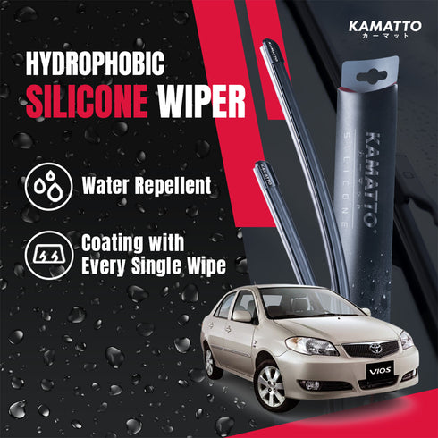 Kamatto Wiper Toyota Vios NCP42 (2003-2007) Hydrophobic Silicone Water Repelling Coating