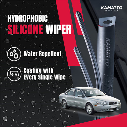 Kamatto Wiper Volvo S80 2000-2006 Hydrophobic Silicone Water Repelling Coating