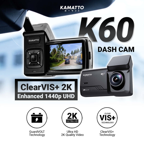 [FREE WIRE KIT] Kamatto Dashcam K60 2K 1440P Ultra HD WIFI APP Parking Surveillance With Screen