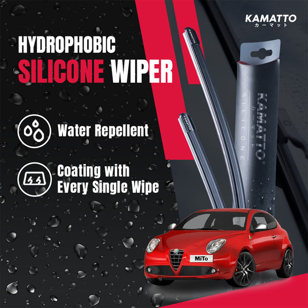 Kamatto Wiper Alfa Romeo Mito (2008) Hydrophobic Silicone Water Repelling Coating