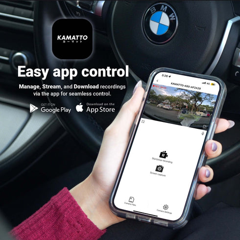 [FREE WIRE KIT] Kamatto Dashcam K30 Dual Channel 1.5K 1296P Full HD WiFi App 24H Parking Mode Screen