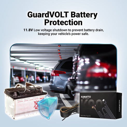 [FREE WIRE KIT] Kamatto Dashcam K90 Dual Channel 4K 2160P Ultra HD WiFi App Parking Mode Screen GPS